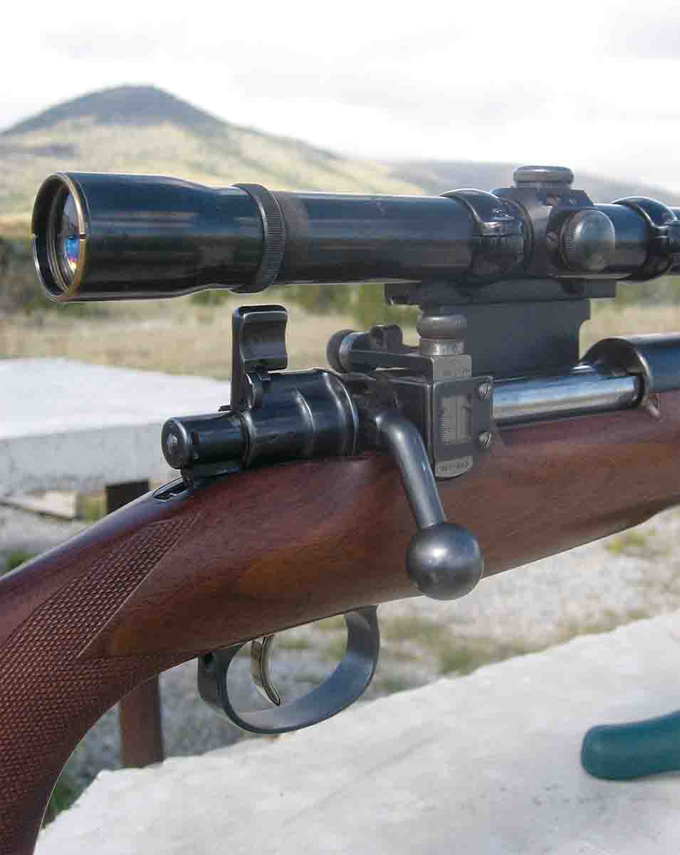 The original “parts rifles” appeared in the 1950s, when military surplus bolt actions could be purchased cheaply. Many were “sporterized” with the addition of after-market stocks and new barrels. This Mauser ’98 was turned into a .257 Roberts without bothering to convert the bolt handle and safety for lower scope mounting.